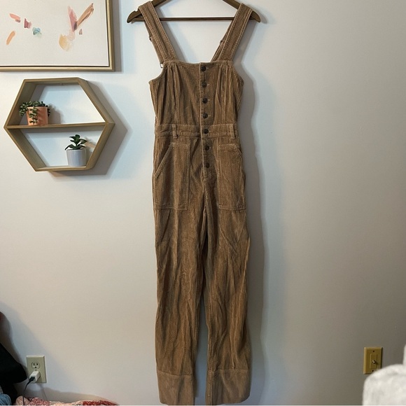Aerie Corduroy Kick Flare Overalls Small - Picture 2 of 10